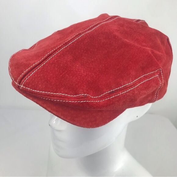 Goorin Red Leather Suede Newsboy Peaky Blinders Cabbie Cap - Picture 2 of 13